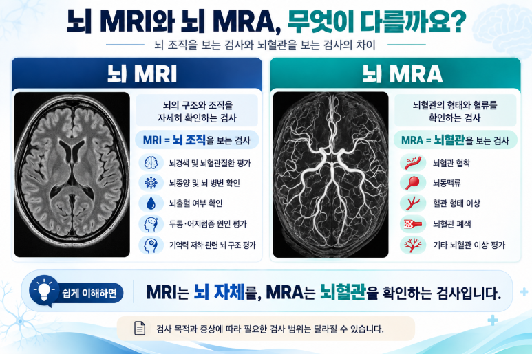 뇌 MRI와 MRA 차이는 무엇일까요? ｜ 뇌·뇌혈관 MRI 검사 안내